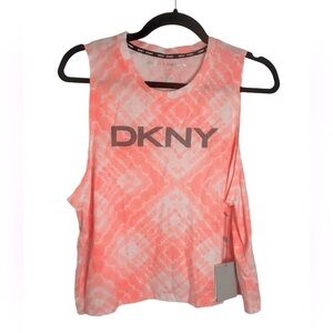DKNY Orange Tie-Dye 100% Cotton Muscle T-shirt Tank Top Women’s Sz Large NWT